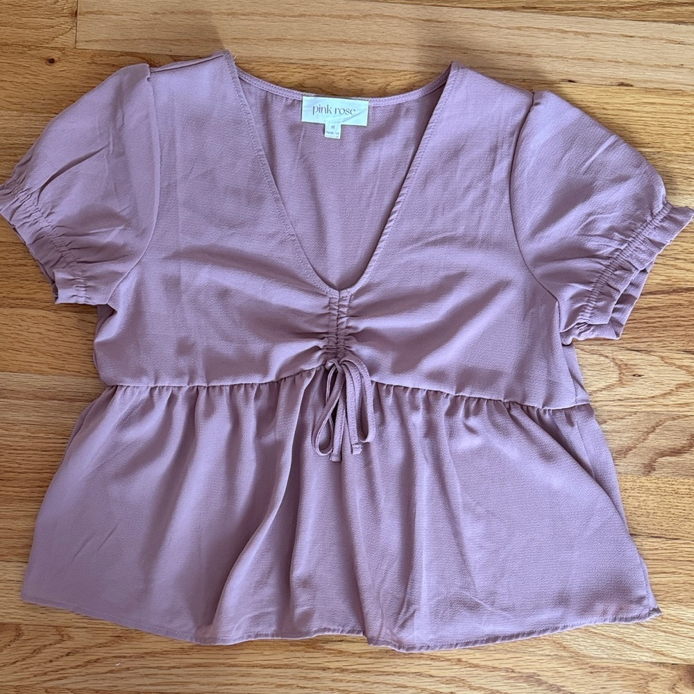 Pink Rose Women's Dusty Pink Ruched Blouse